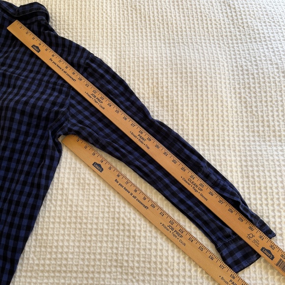 Eleven Stitch Design Blue Buffalo Plaid Cotton Button-up Top - Picture 4 of 7